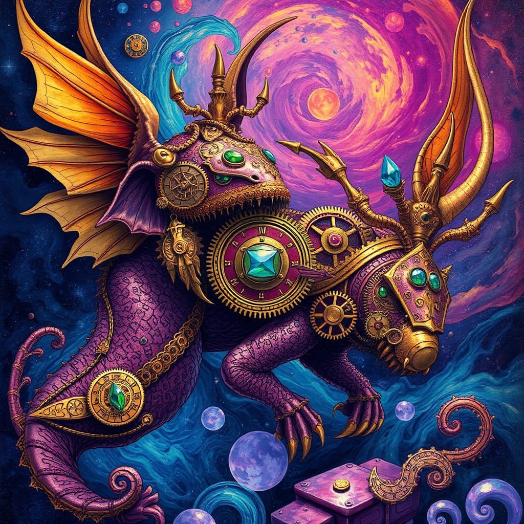 Clockwork Creatures in Psychedelic Steampunk Style