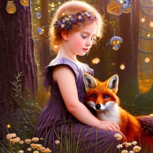 Toddler and Fox Celtic Knot Portrait