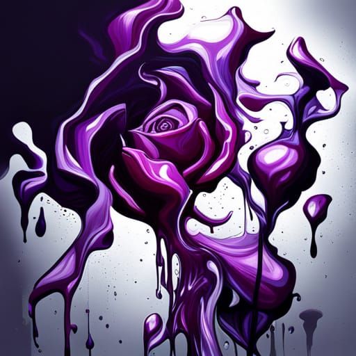 Melting Purple Roses in Graffiti Street Art Style