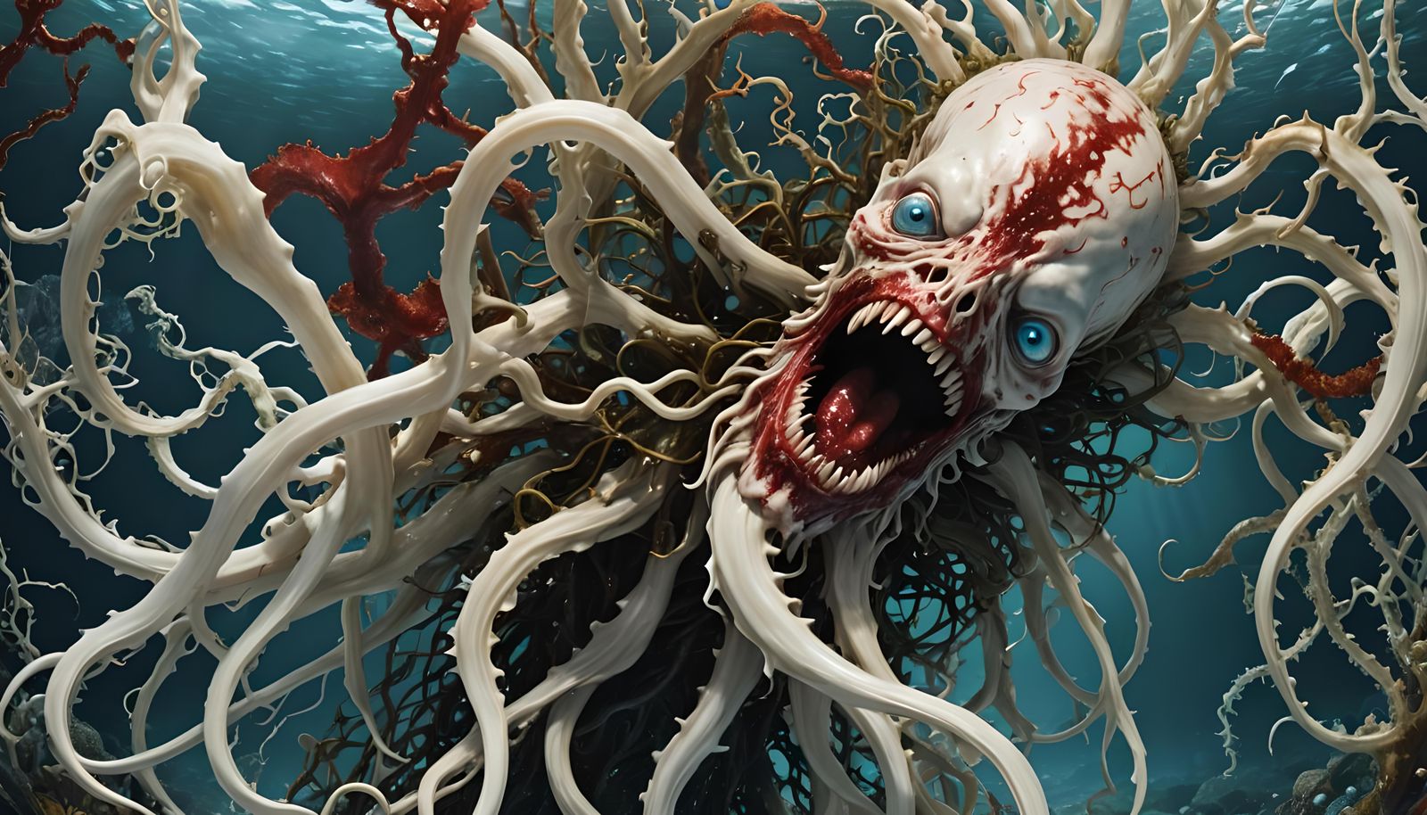 Blood Spattered Angry Kelp Monster Albino Voodoo Brain Surgeon