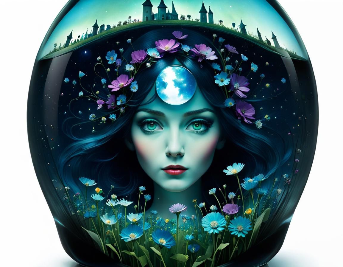 Ethereal Woman in a Flower Field, Catrin Welz Stein Style