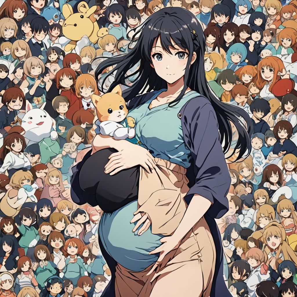 Pregnant Anime Character in Irish Landscape