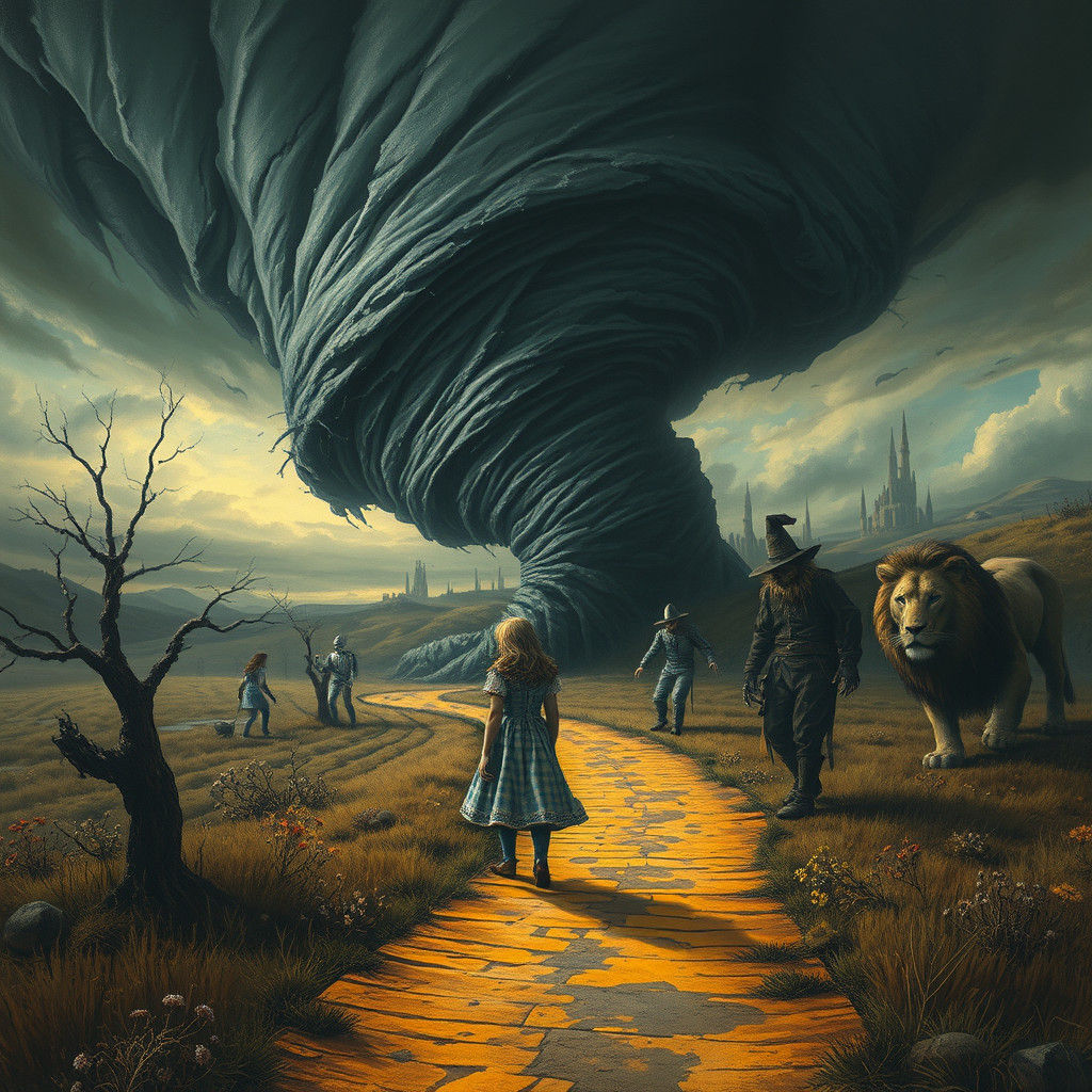 Dark Oz Reimagining in Gustave Doré Style