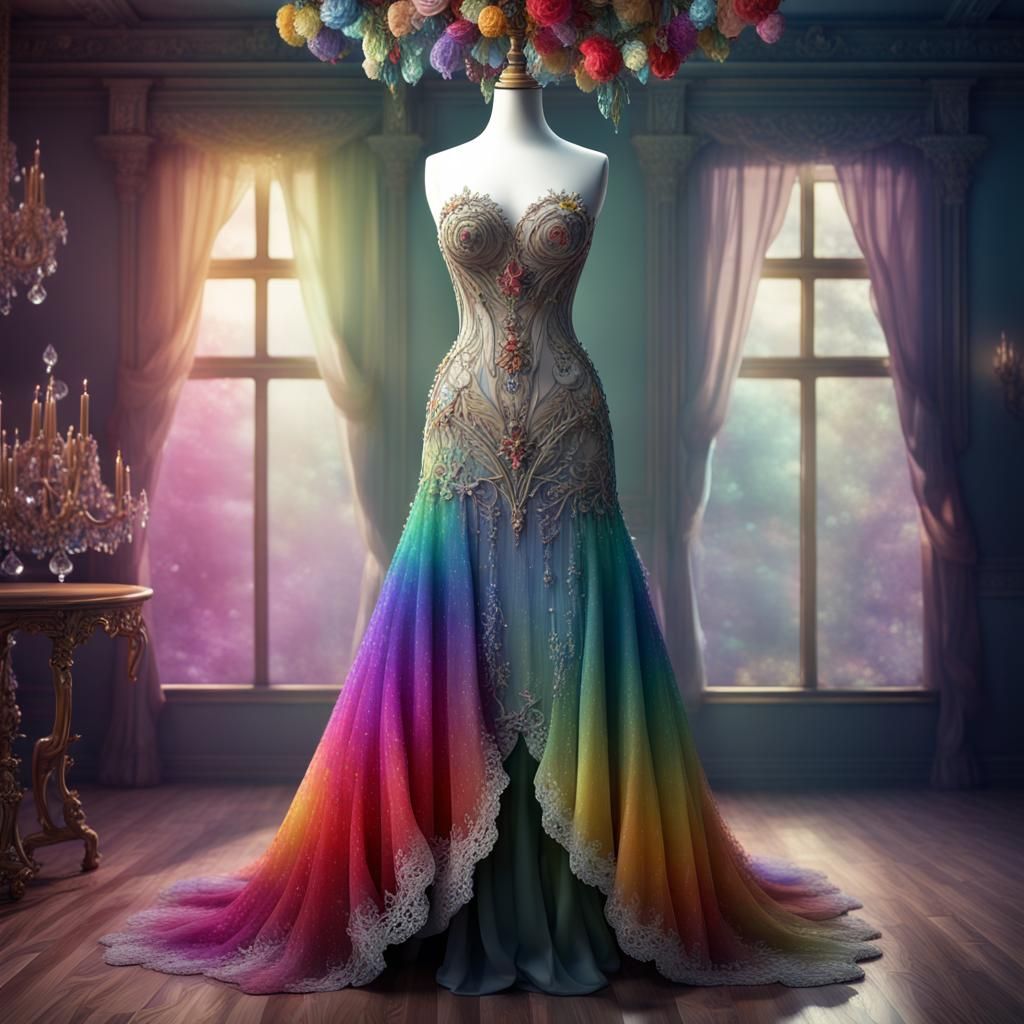 Rainbow Fairy Dress with Diamond Chandelier
