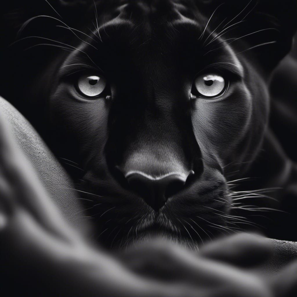 Monochrome Macro Panther Watching Stars at Night