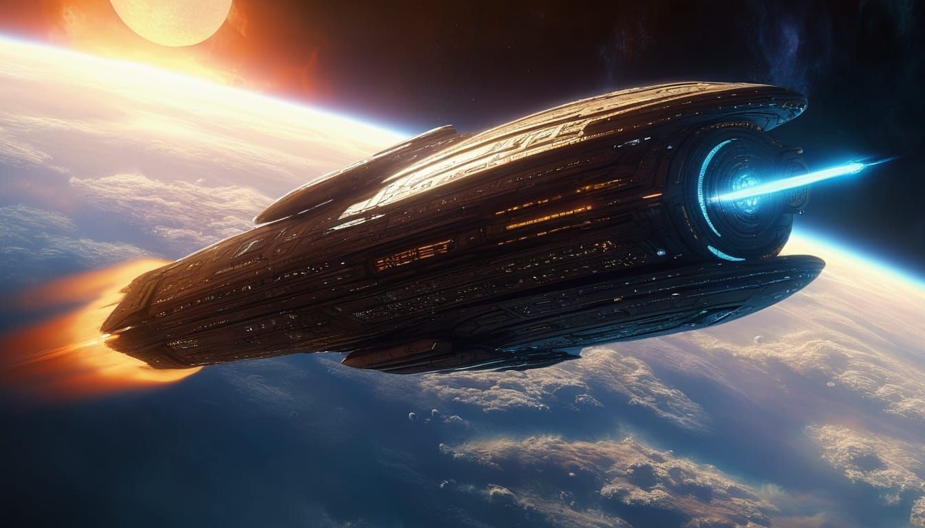 Peter Elson-Inspired Starship in Vibrant Sapphire Blue