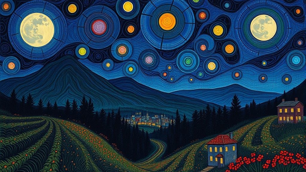 Twilight Landscape in Vibrant Expressionist Style