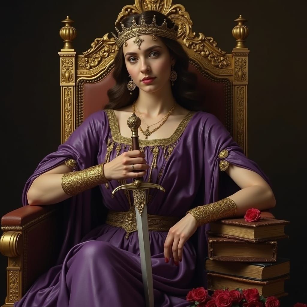 Roman Empress on Golden Throne, Neoclassical Art