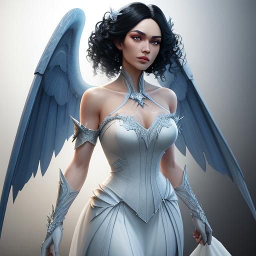 Vampire-Fairy in Wedding Dress, Hyperdetailed Portrait