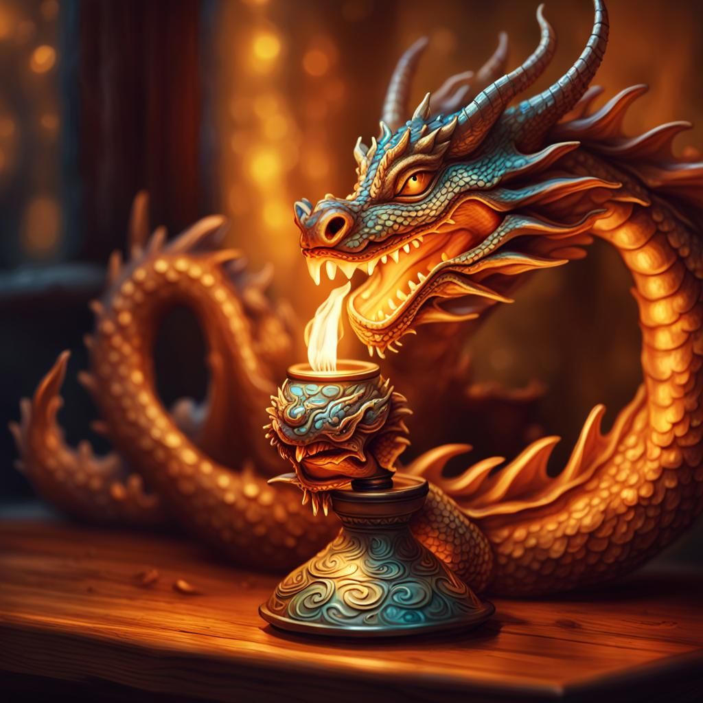Dragon Lamp in Mystical Fantasy Art Style