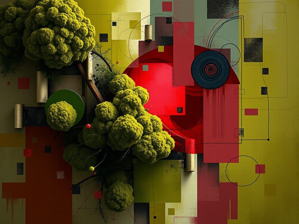 Abstract Expressionist Fractal Art in Minimalist Style