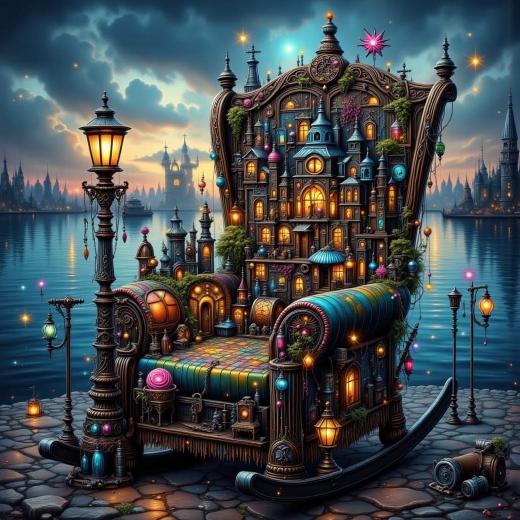 Punk Rocking Chair with Dreamy Fishing Village