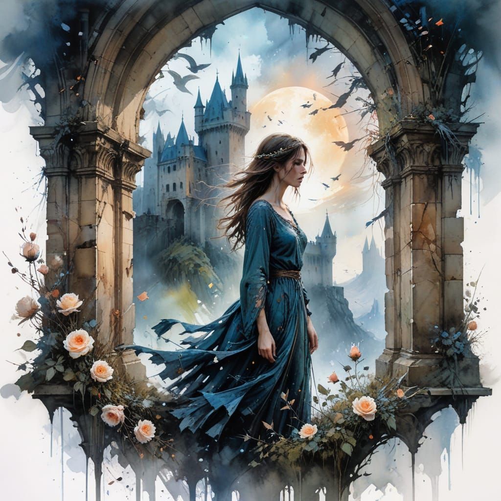 Midnight Castle Under Stormy Skies