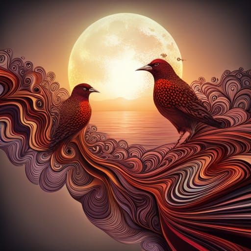Happy Starlings in Autumn: Abstract Vector Fractal Art