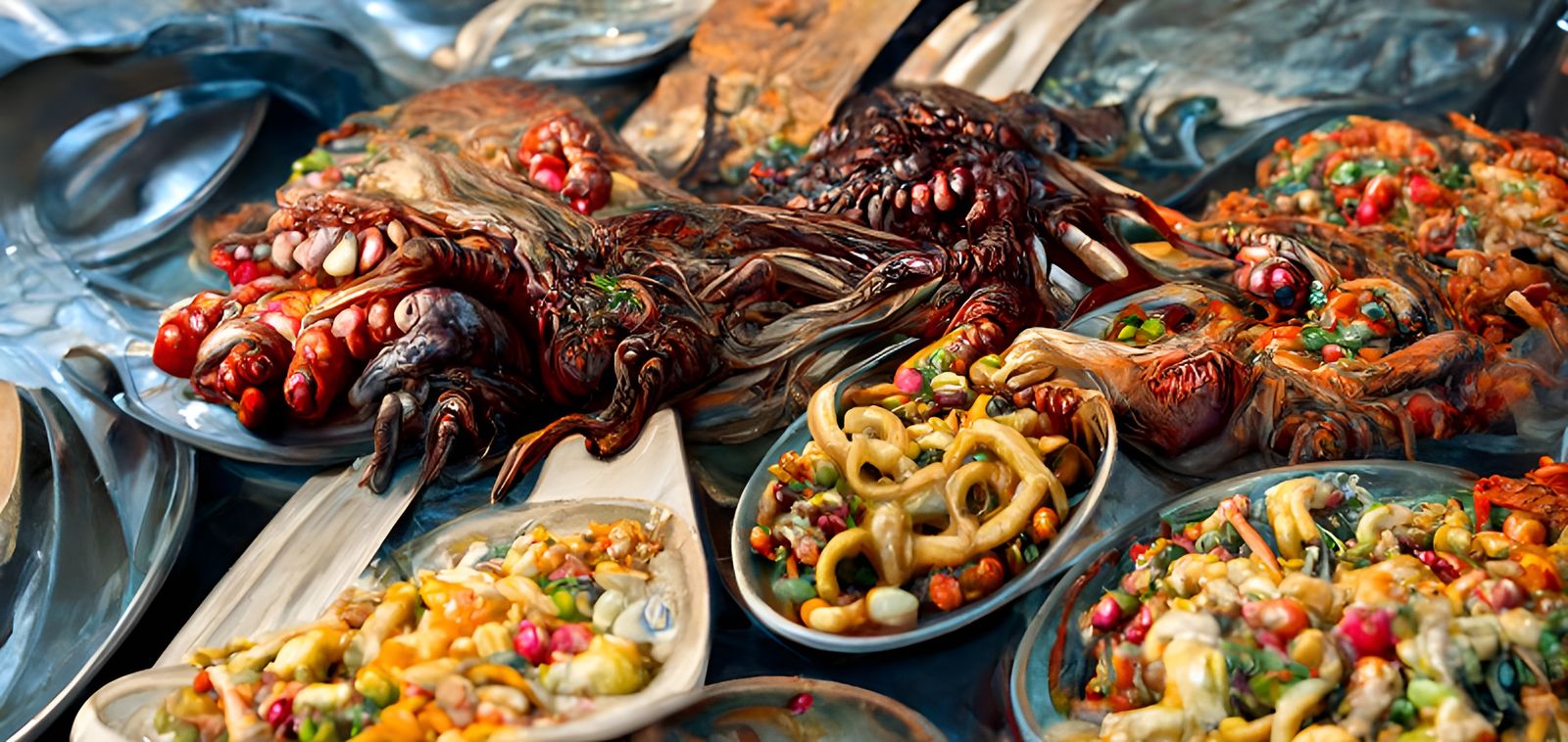 Terrifying Feast of Rotten Food in Lovecraftian Style