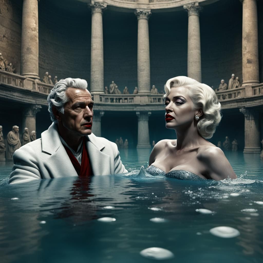 Caesar and Marylin in an ancient Roman bath #2