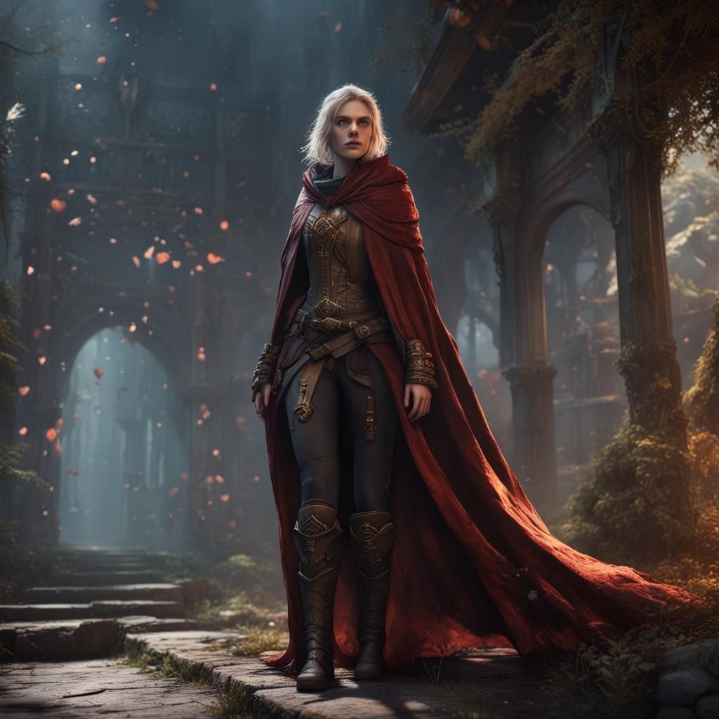 Fantasy Woman in Cloak: Detailed Matte Painting