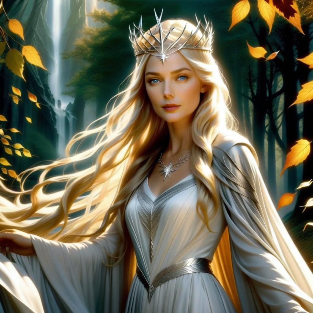 Galadriel Scrying in Lothlórien: 3D Rendered Art