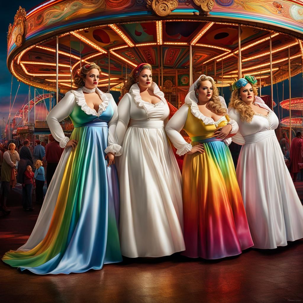 BBW Women at Blackpool Funfair in Super Realism