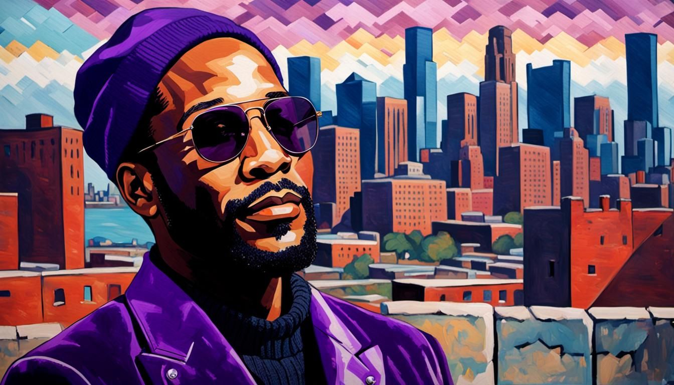 Marvin Gaye Portrait in Matisse Style Abstract Art