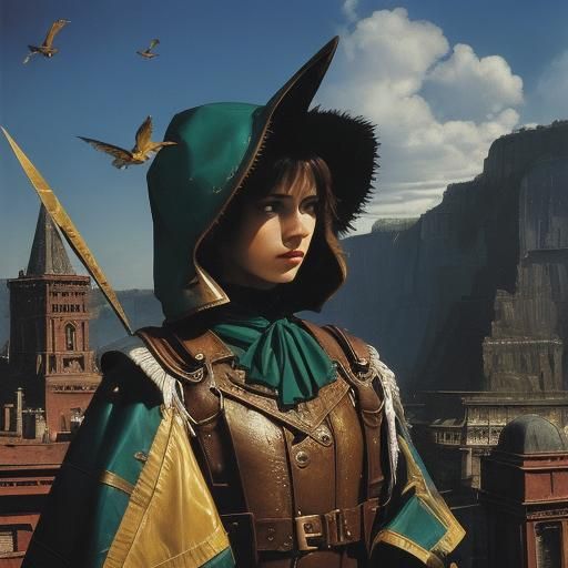 Colorful Angular Composition with Eyes and Birds