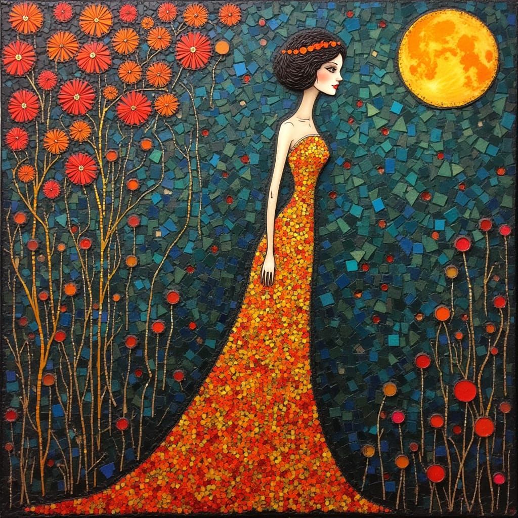 Vibrant Abstract Mosaic in Bold Pointillism Style