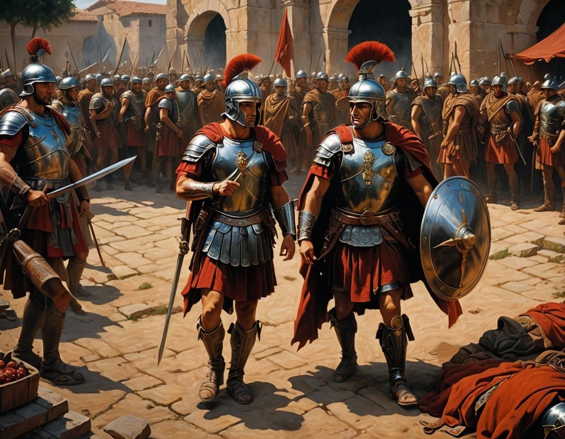 Roman Centurion in War Camp Oil Painting