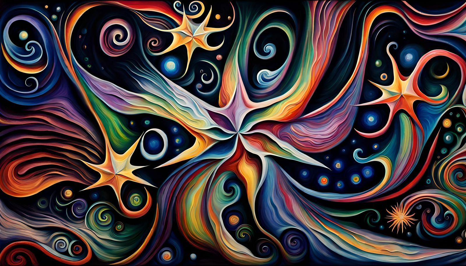 Cosmic Star-Beings in Marc Chagall Impasto Style