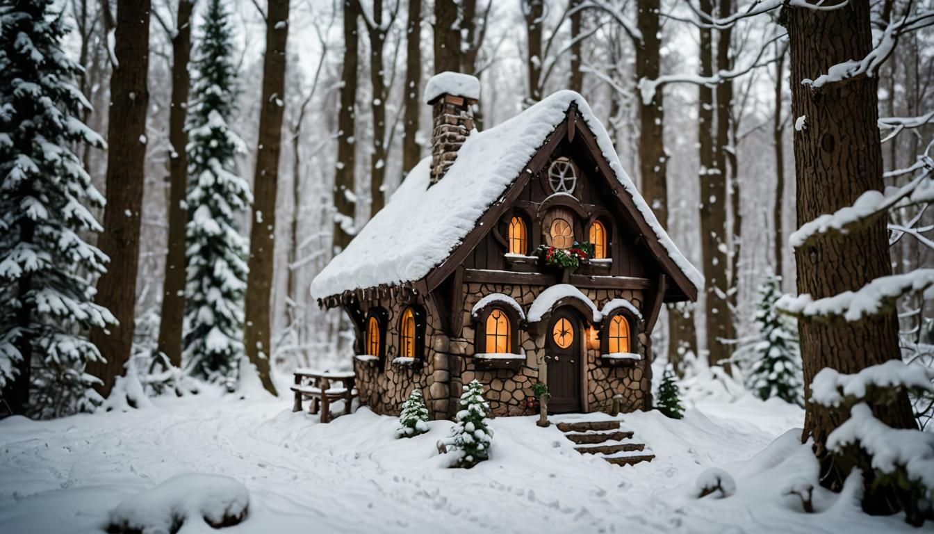 Enchanting Fairy Cottage in Winter Wonderland