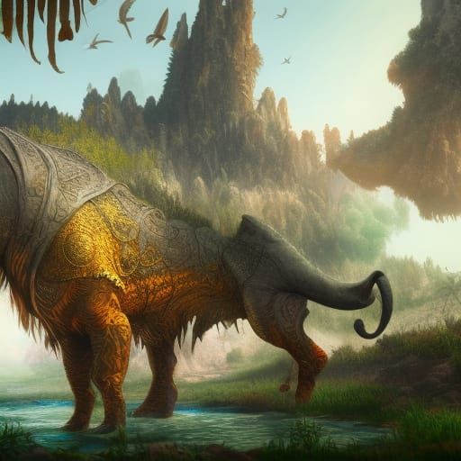 Fantastical Animals in Detailed Matte Painting