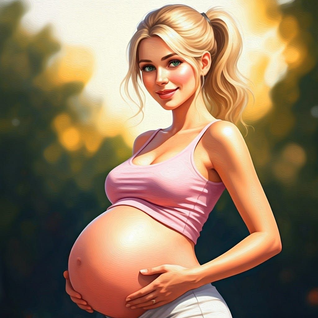 Radiant Pregnant Woman in Impressionist Style