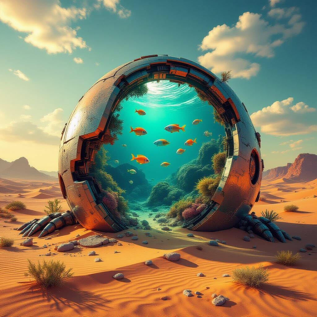 Robot Reef Desert Oasis: Post-Apocalyptic Wonder