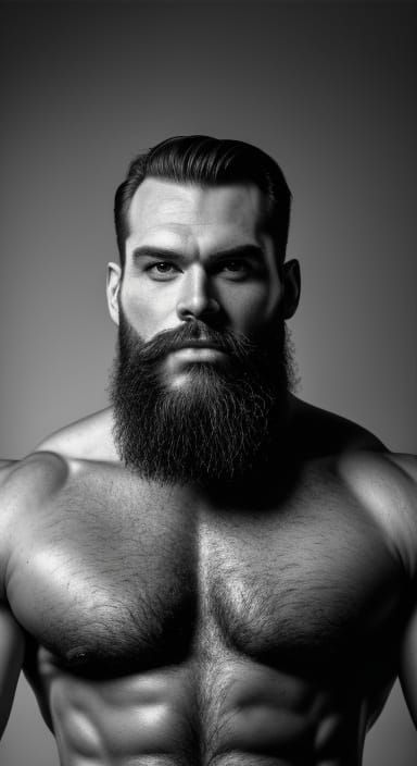 Muscular Man Portrait in Tom of Finland Style