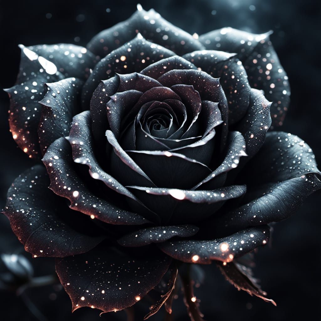 Ethereal Black Rose in Dark Fantasy Style