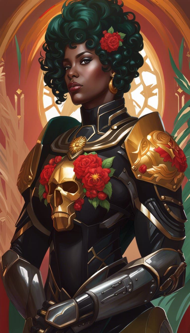 Woman in Sci-Fi Armor with Halo, Aetherpunk Art