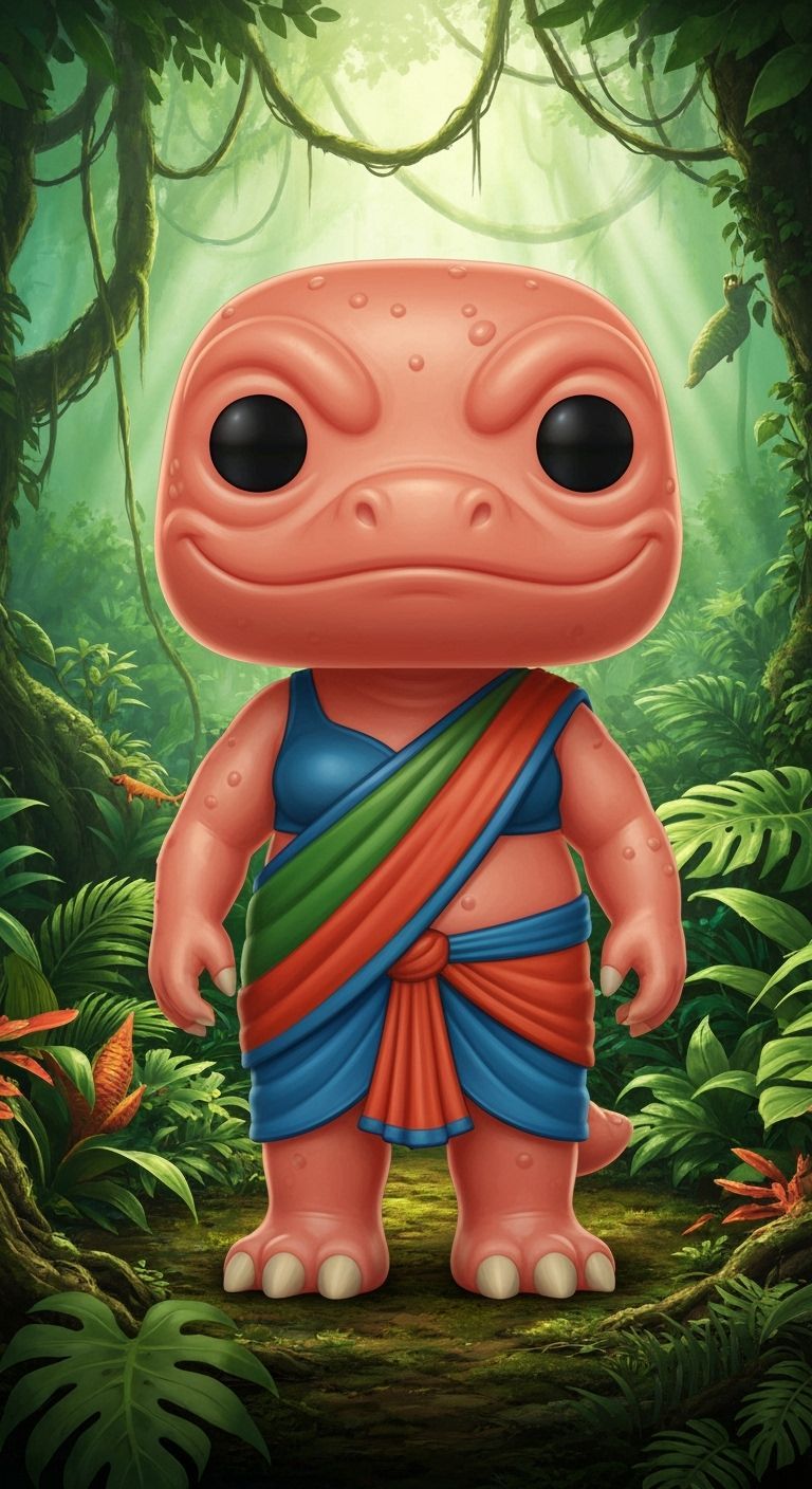 Gelatinous FunkoPOP Minotaur in Jurassic Jungle Dreamscape
