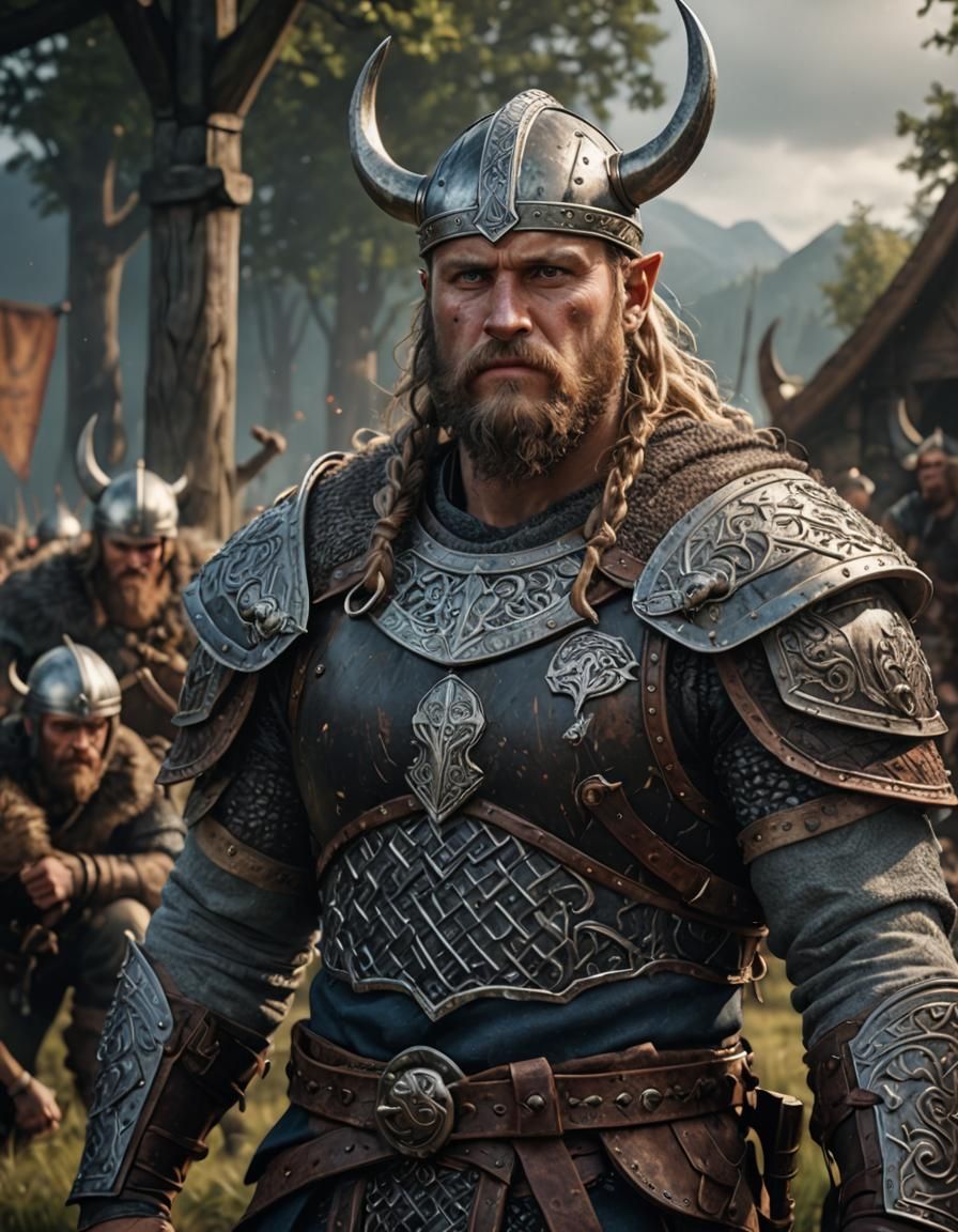 Viking Warrior in Detailed Matte Painting Style