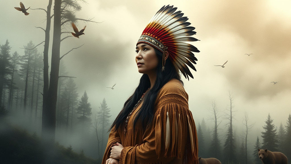 Hopewell Woman in Mystical Ohio Forest Landscape