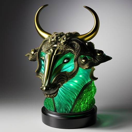 Majestic Minotaur: Intricate Glass Sculpture Art