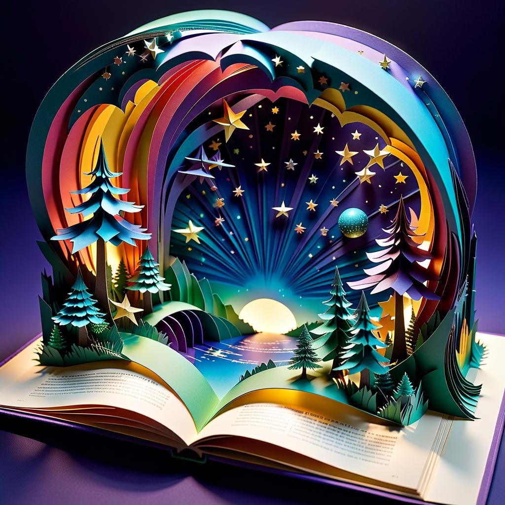 Pop-Up Book Scene in Vibrant Colors