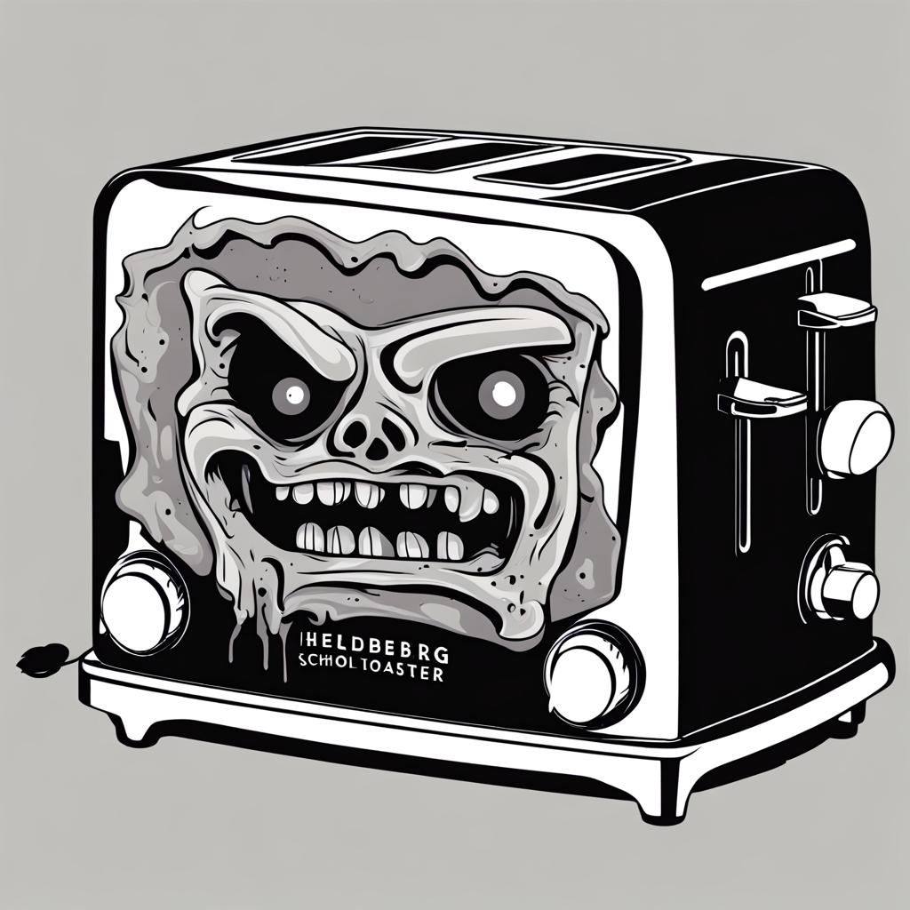 Haunted Zombie Toaster Art in Heidelberg Style