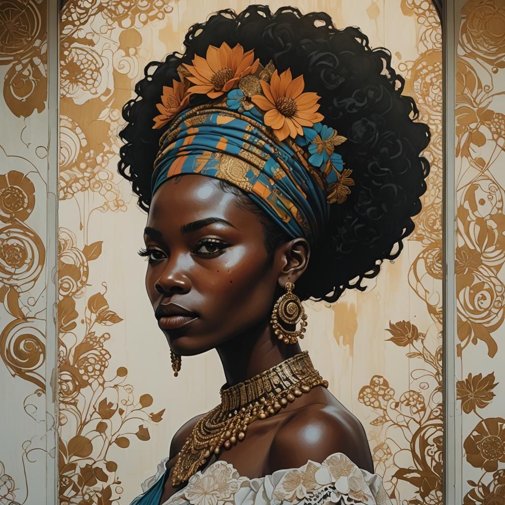 Elegant Portrait of African Queen with Window