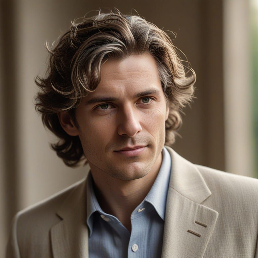 Sophisticated Man in Linen Jacket Concept Art