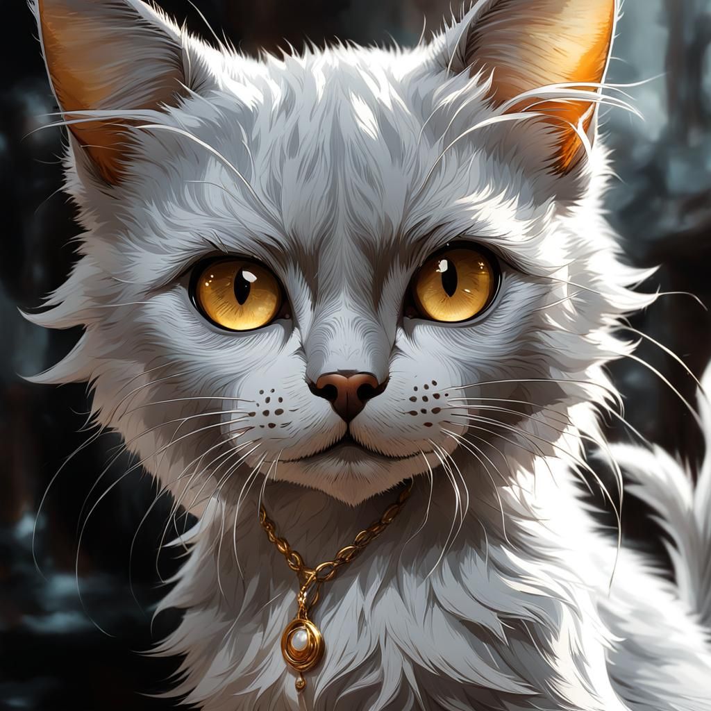 Fierce Scarred Cat with Golden Eyes