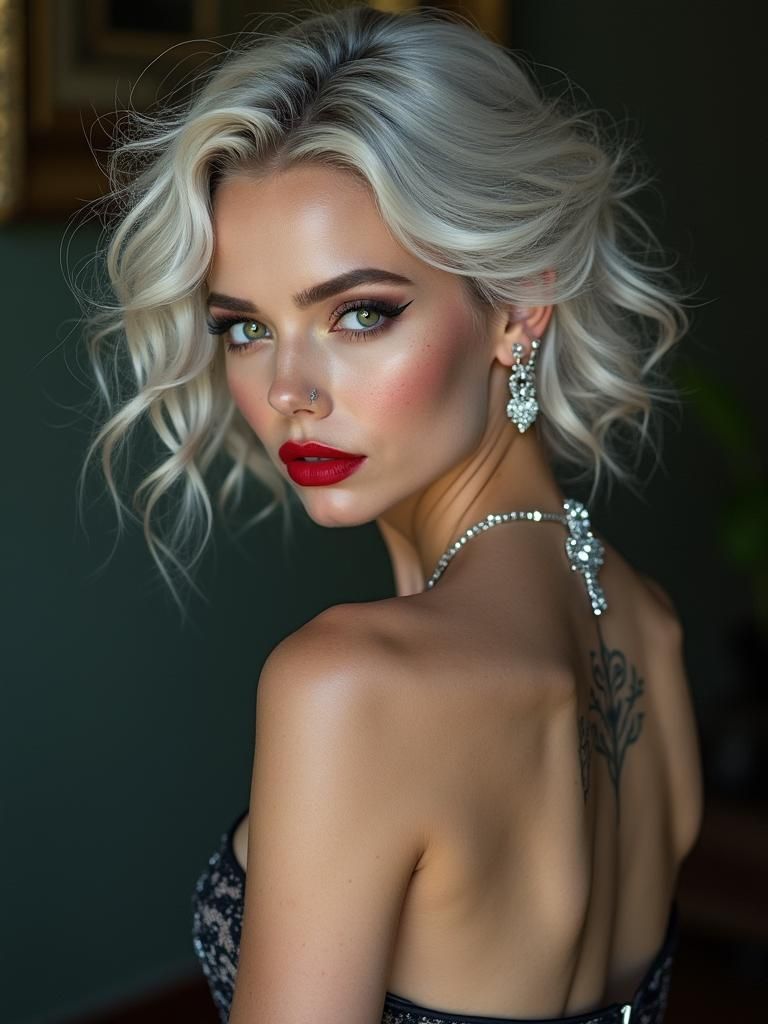 Actress with Angelic Face and Silver Pendant