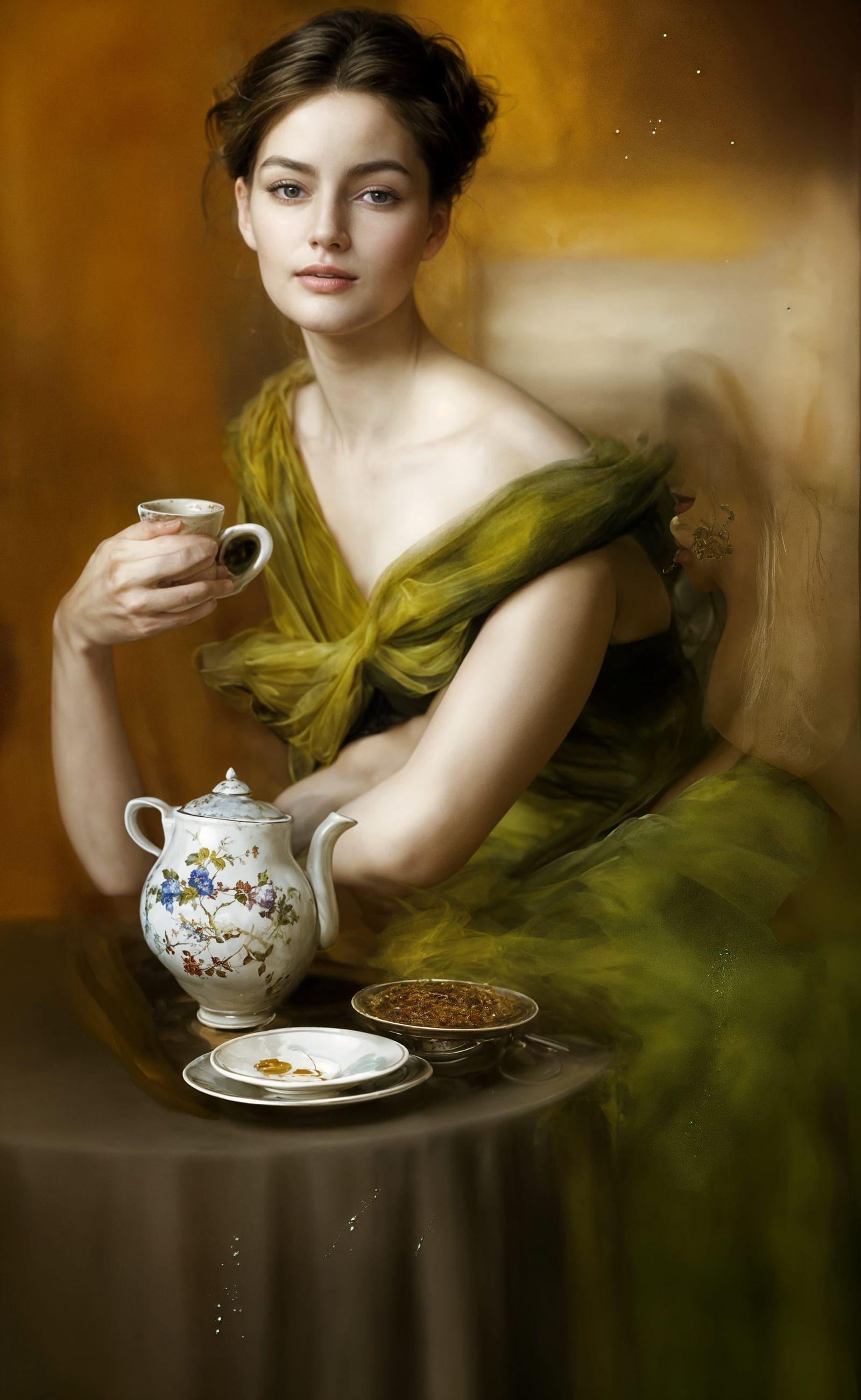 Morning Coffee: Lady in a Green Dress...
