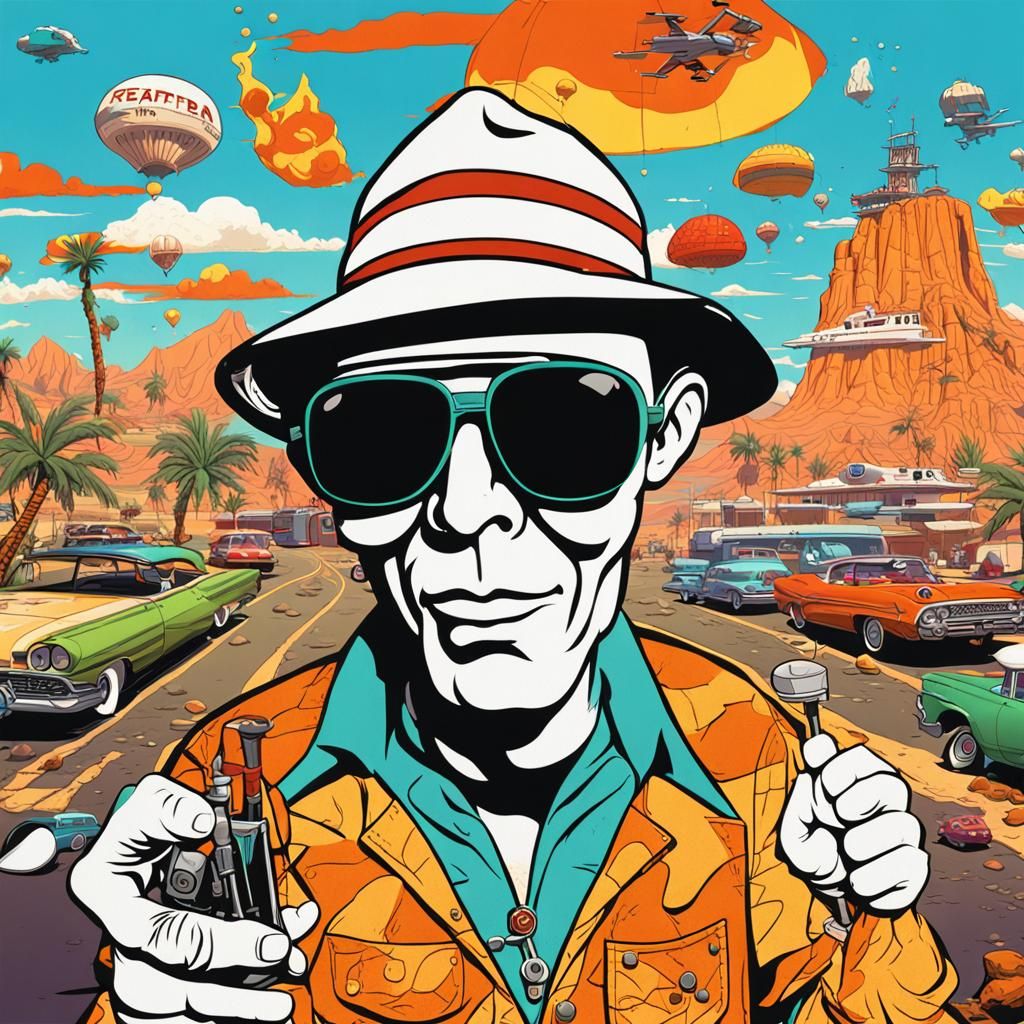 Hunter S. Thompson in Hanna-Barbera Cartoon Style