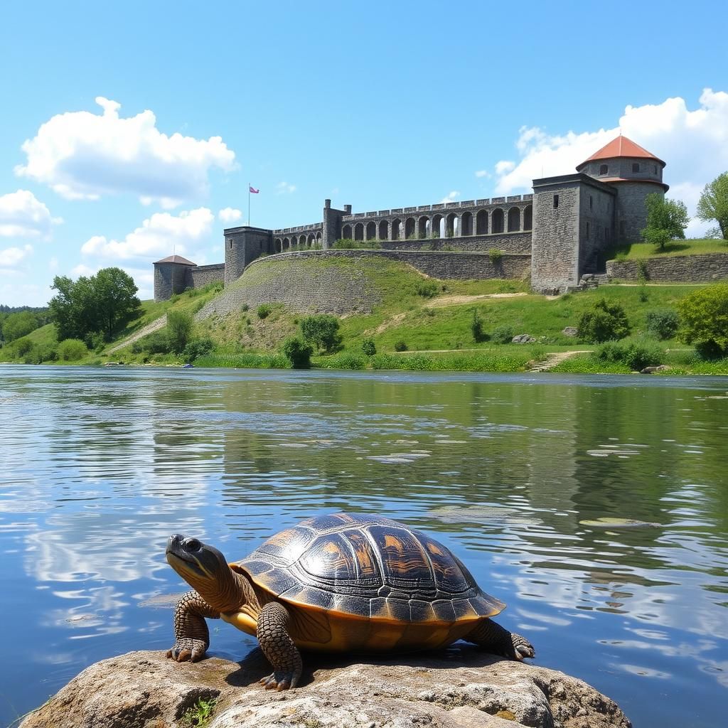 Bender Fortress, in Transnistria, with Pond Turtle