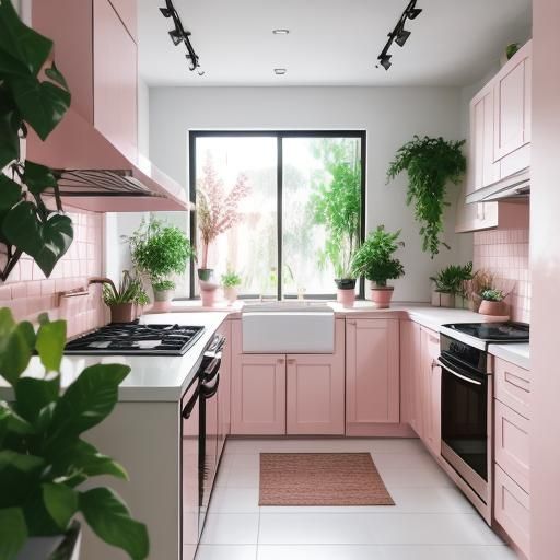 Light Pink Modern Kitchen with Natural Lighting