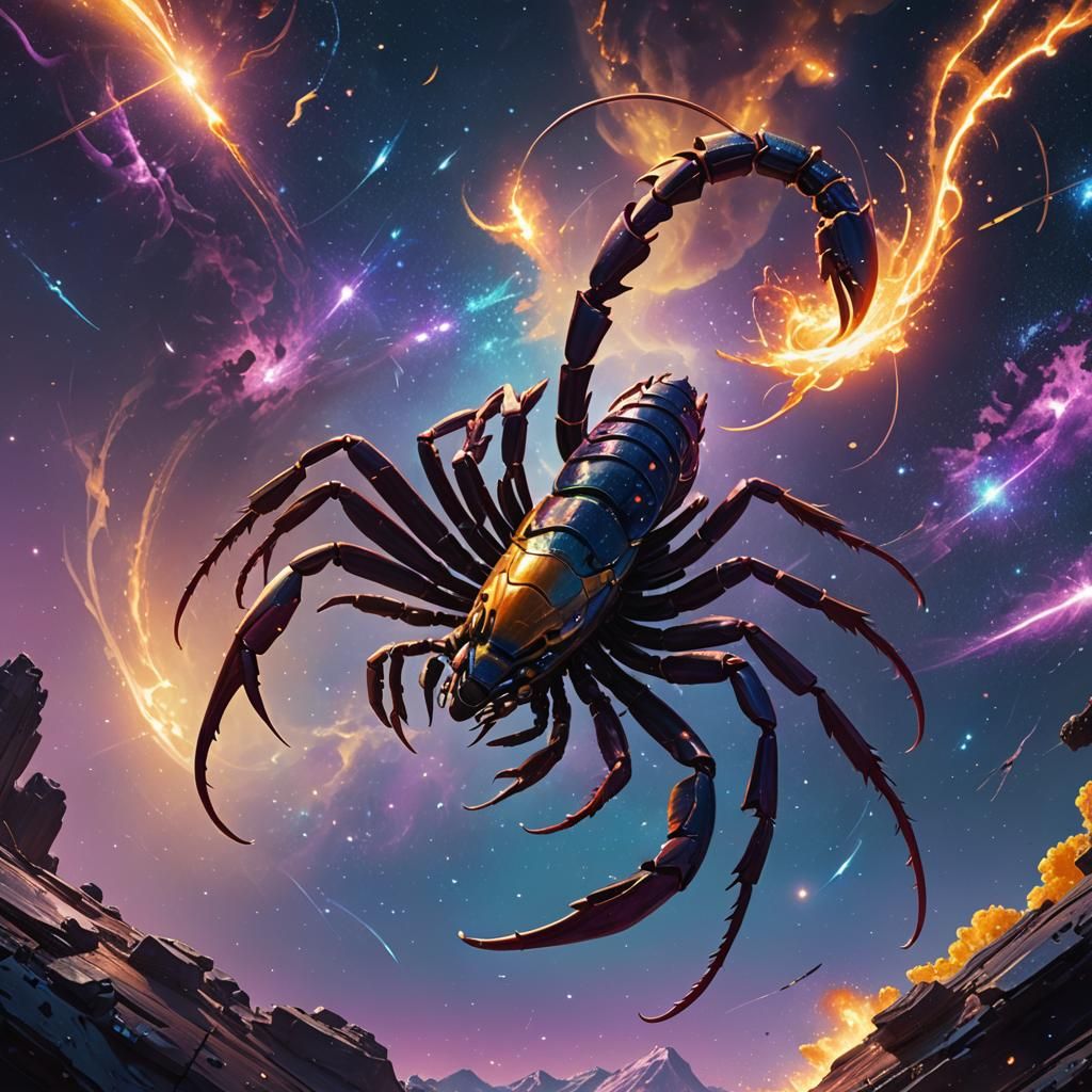 Intricate Scorpion in Space: Fantasy Concept Art